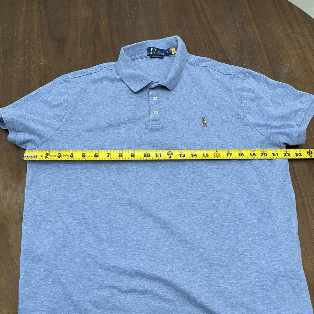 Polo Ralph Lauren Shirt Mens XL Blue Custom Slim Fit Flesh Pony Pima Soft S/S